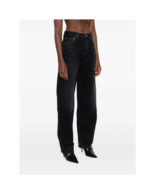 Haikure Black Faded Barrel-Leg Jeans