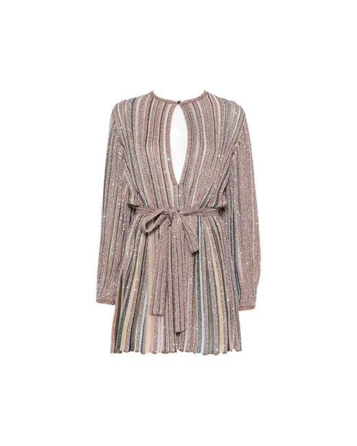 Missoni Brown Sequin-Embellished Striped Mini Dress