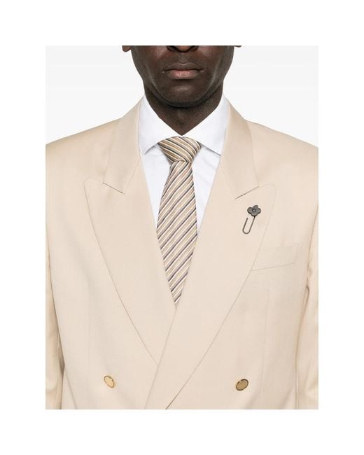 Lardini Natural Double-Breasted Blazer for men