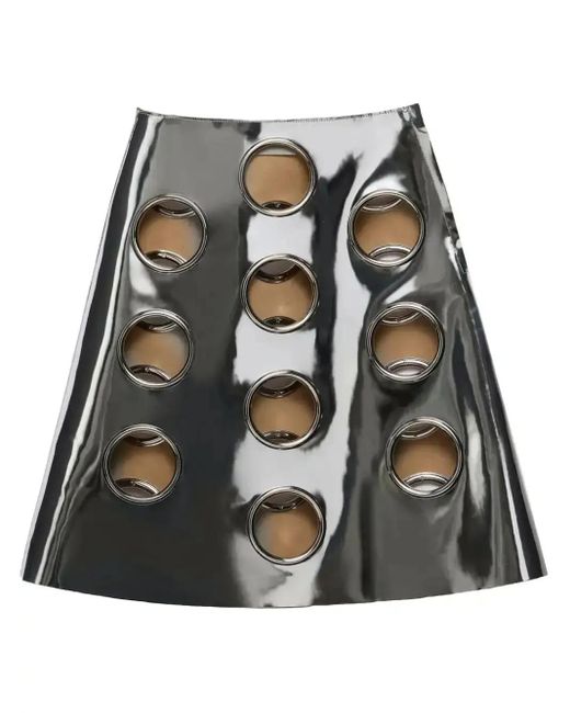 Prada Metallic-Effect Leather Midi Skirt