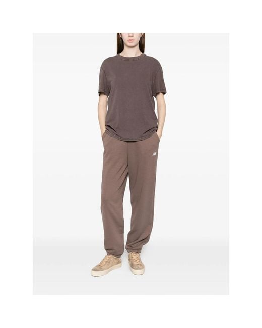 New Balance Brown Logo-Embroidererd Track Pants