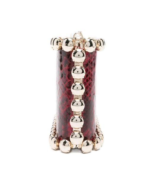 Rosantica Red Snakeskin Clutch Bag