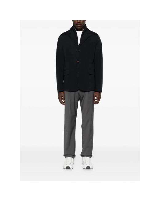 Moorer Blue Button Zip Jacket for men