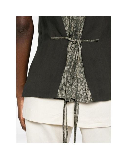 Ziggy Chen Green Patterned-Panel Vest