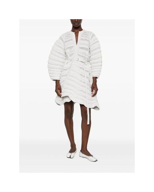CFCL White Belted Ribbed-Knit Jacket
