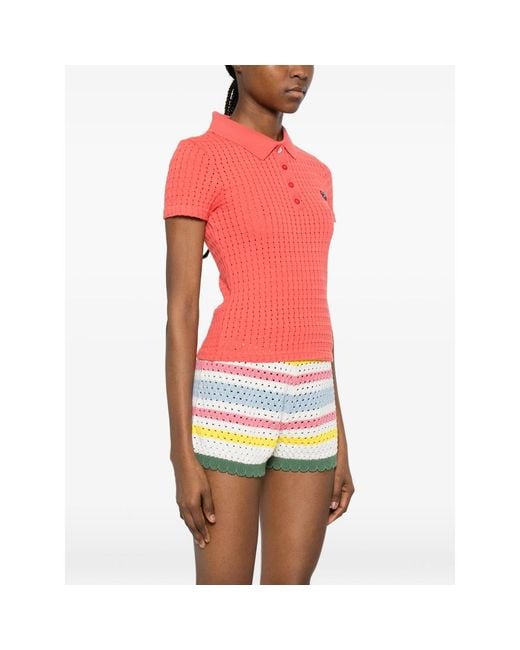 Maison Labiche Pink Heart-Appliqué Polo Shirt