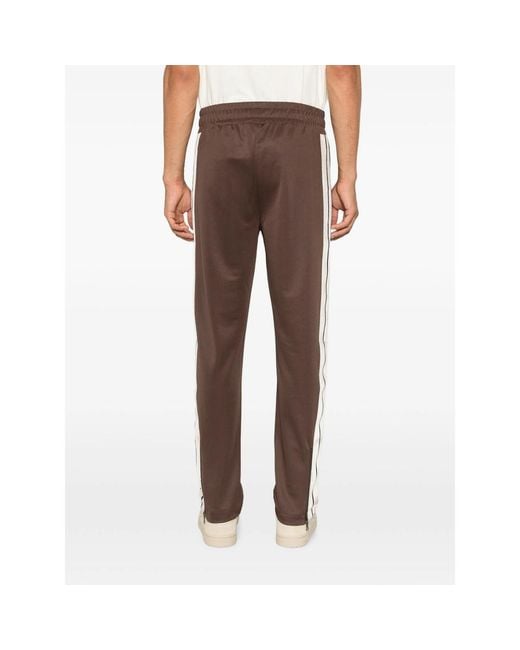 Palm Angels Brown Embroidered-Logo Side-Stripe Track Pants for men