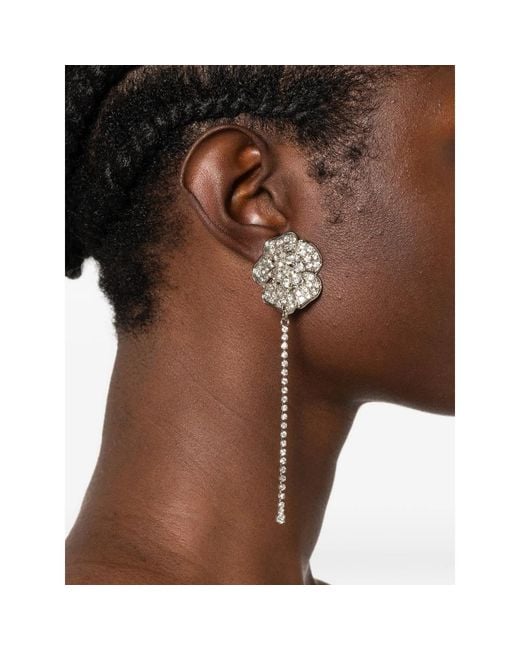 Alessandra Rich White Floral-Motif Earrings