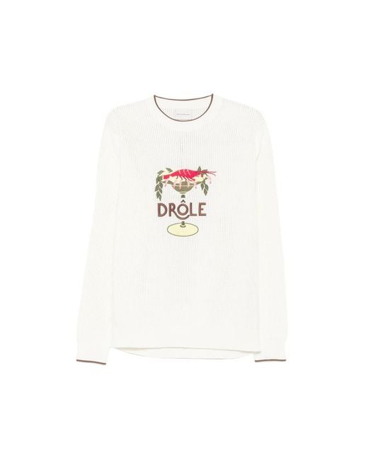 Drole de Monsieur White Maille Lobster Cup Sweater for men