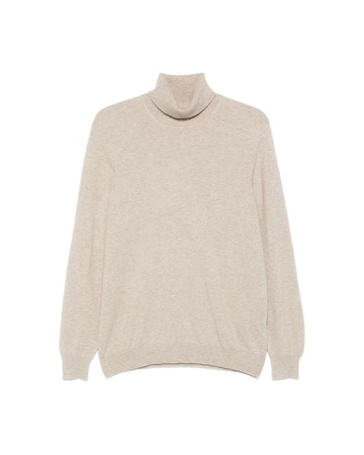 Fedeli White Cashmere Roll-Neck Top for men