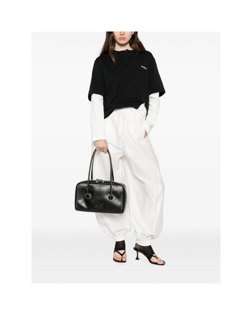 MARGE SHERWOOD Black Small Logo-Embossed Leather Shoulder Bag