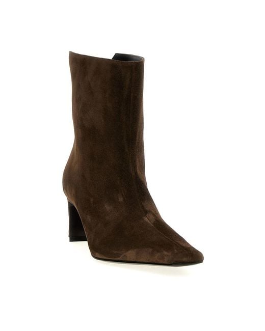 Khaite Brown Ankle Boots Calf Suede
