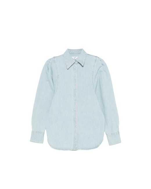 BITE STUDIOS Blue Puff-Sleeve Denim Shirt