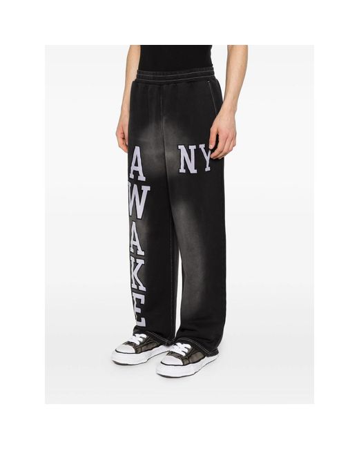 Awake Couture Black Letter Appliqués Trousers for men