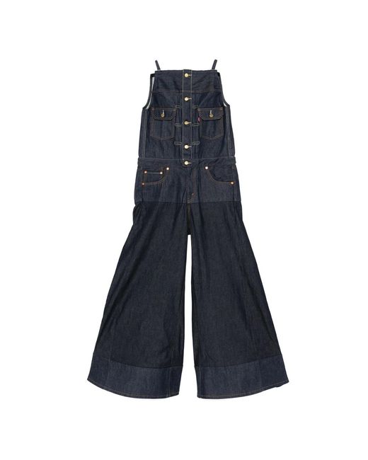 Levi's x Sacai Denim Wide-Leg Jumpsuit in Blue | Lyst