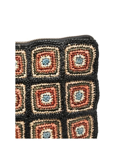 IBELIV Black Patterned Woven Clutch Bag