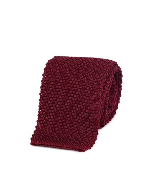 Brunello Cucinelli Red Knitted Silk Tie for men