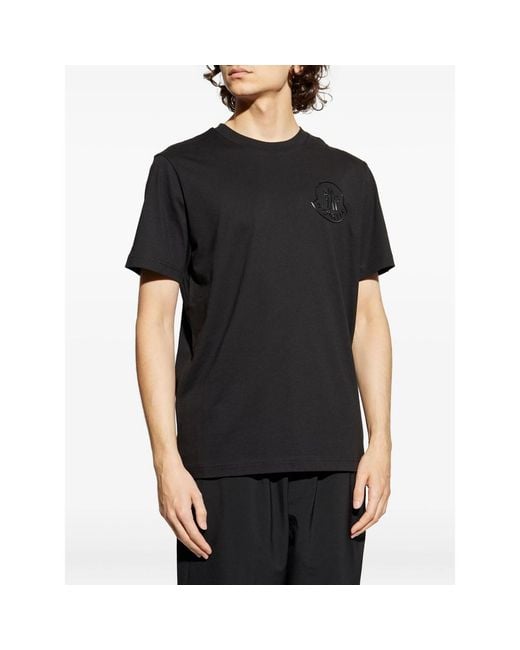 Moncler Black Logo-Embossed Cotton T-Shirt for men