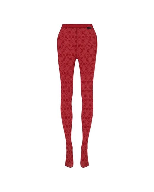 MARINE SERRE Red Tights Moonogram Pattern