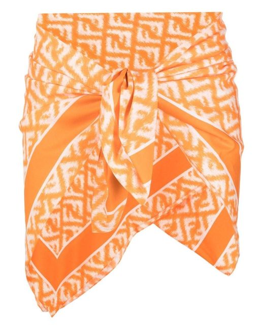 Fendi Orange Blurred-Logo Beach Scarf for men