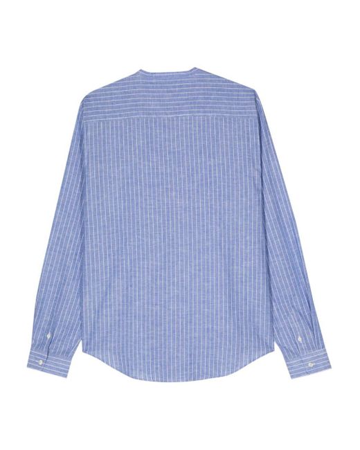 Maison Labiche Blue Rennes Striped Shirt for men