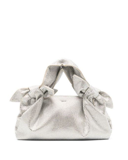 GIUSEPPE DI MORABITO White Knoted-Straps Rhinestone-Embellished Tote Bag