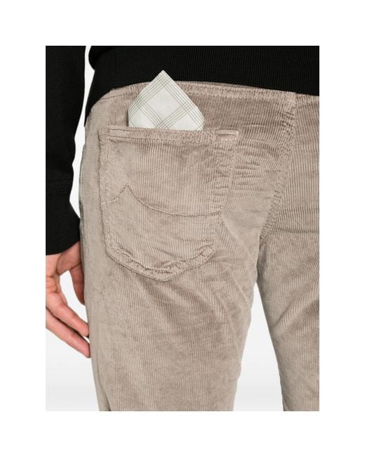 Jacob Cohen Gray Nick Corduroy-Effect Slim-Fit Cotton Trousers for men