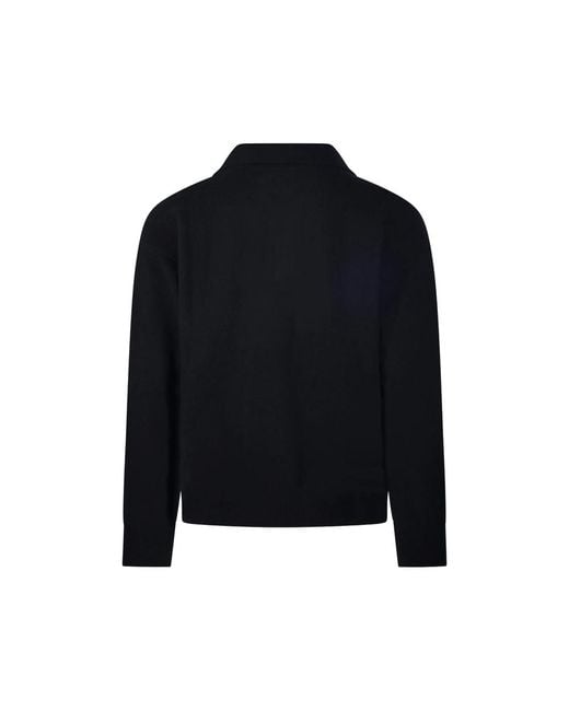 Roberto Collina Black Polo-Collar Knitted Sweater for men