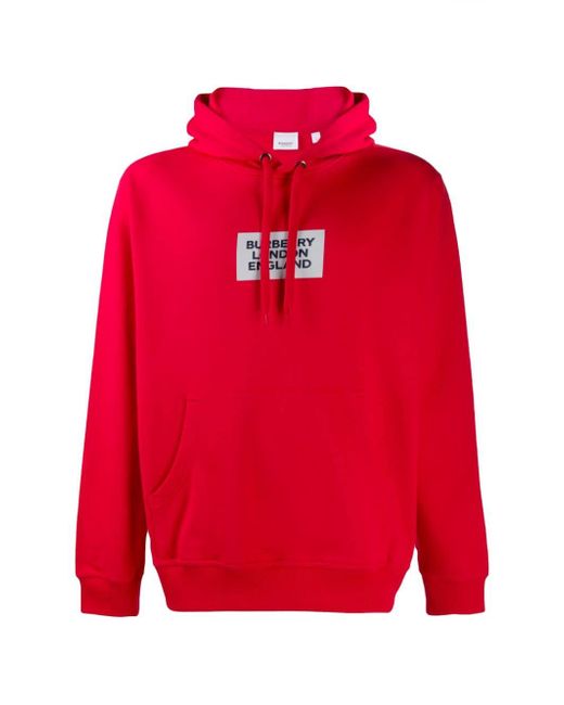 Burberry London England Patch Hoodie in Red for Men | Lyst