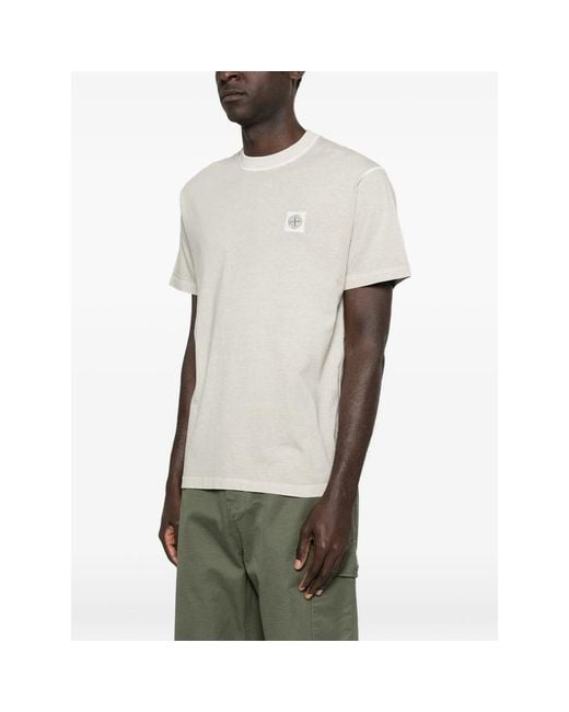Stone Island White 2100026 Organic Cotton Jersey 'Fissato' Effect for men