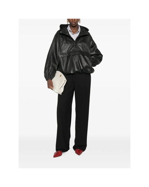 Rohe Black Hooded Leather Jacket