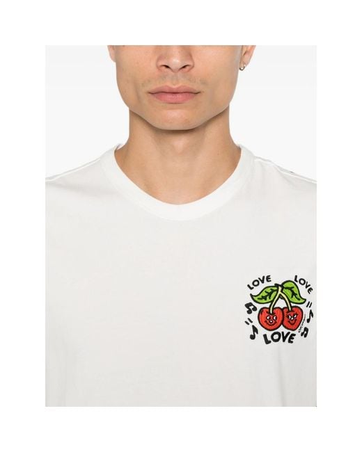 KENZO White Cherry-Embroidered T-Shirt for men
