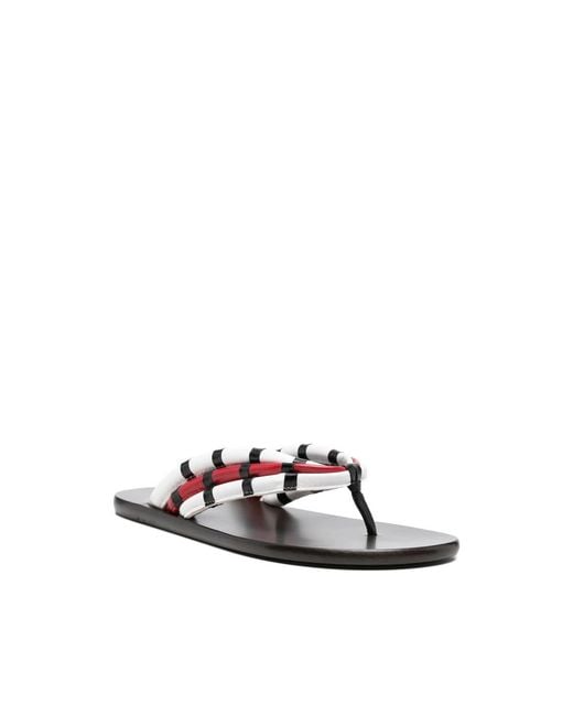 Jude White Striped-Strap Sandals