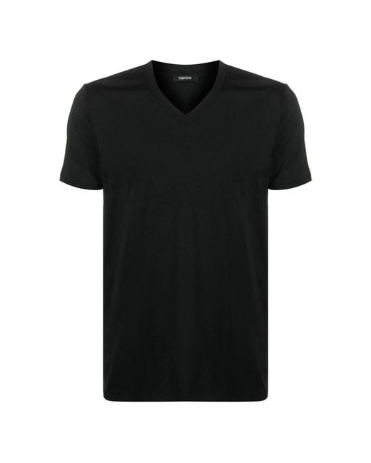 Tom Ford Black V-Neck Short-Sleeved T-Shirt for men