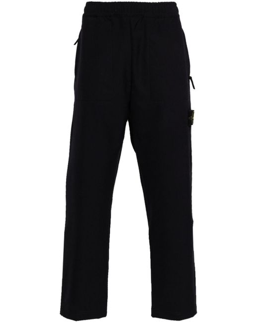 Stone Island Blue Compass-Badge Straight Trousers for men