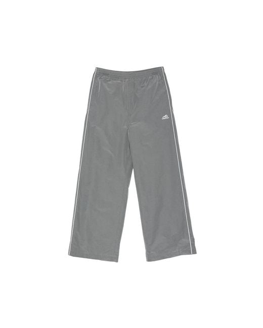 Balenciaga Gray Logo-Print Piping-Detail Track Pants for men