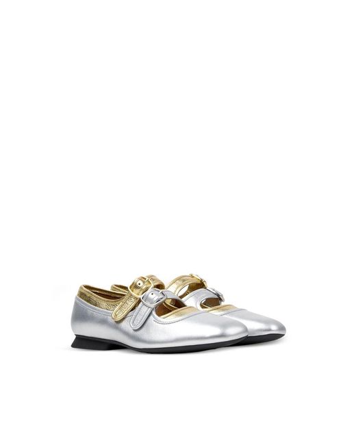 Camper White Casi Myra Buckle-Fastening Ballet Flats