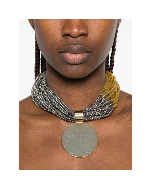 Antonelli Metallic Damian Beaded Pendant Necklace