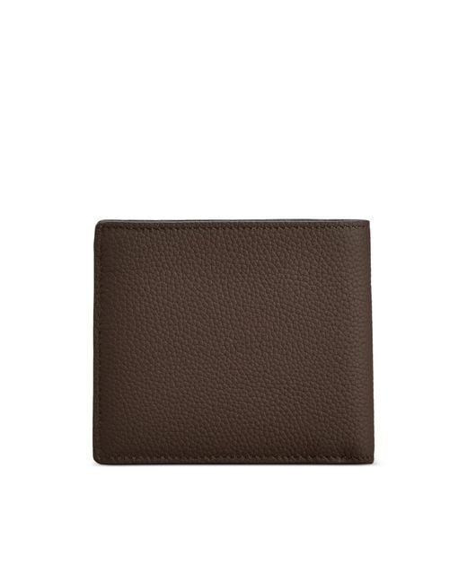 Tod's Brown T Timeless Pebbled Wallet for men