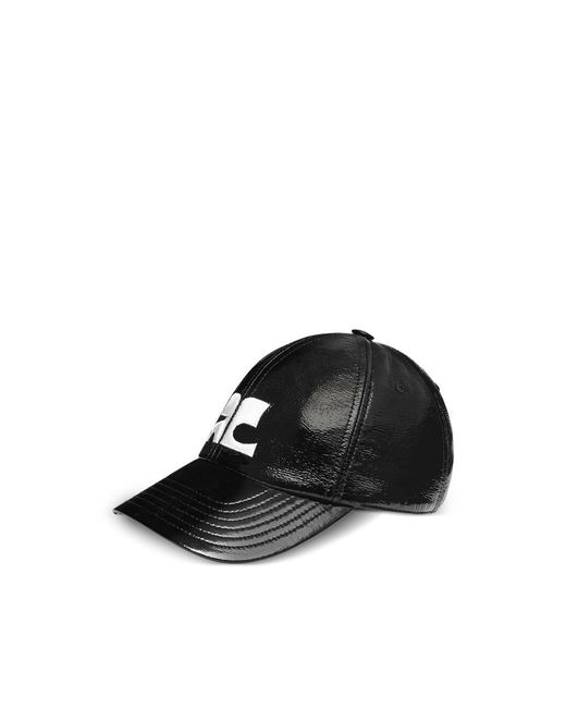 Courreges Black Ac-Logo Vinyl Cap for men