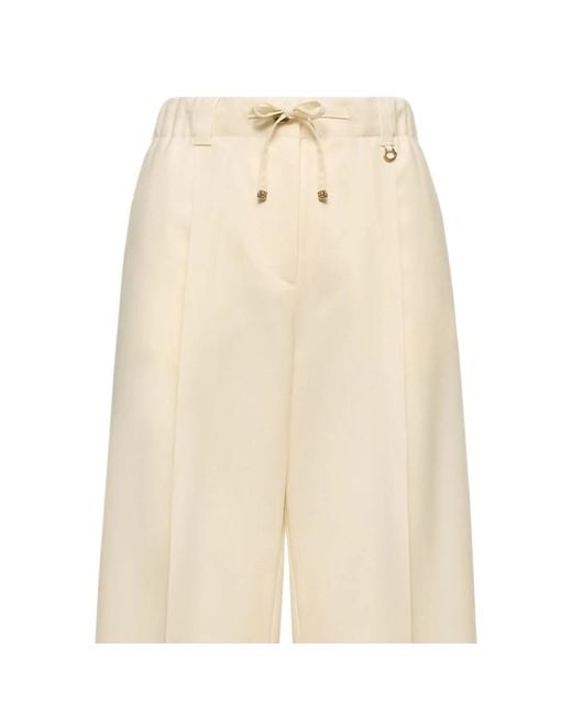 Moncler Natural Drawstring-Waist Wide-Leg Trousers