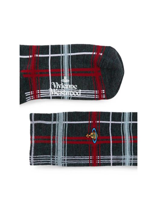 Vivienne Westwood Blue Orb Tartan Socks for men
