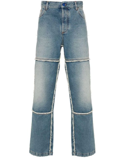 Marcelo Burlon Blue Mid-Rise Straight-Leg Jeans for men