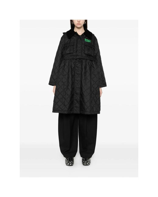 BARBOUR X GANNI Black X Ganni Quilted Hooded Coat