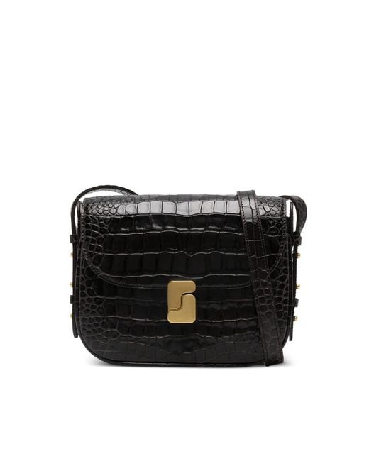 Soeur Black Mini Embossed-Leather Shoulder Bag