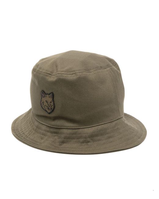 Maison Kitsuné Green Fox-Patch Bucket Hat for men