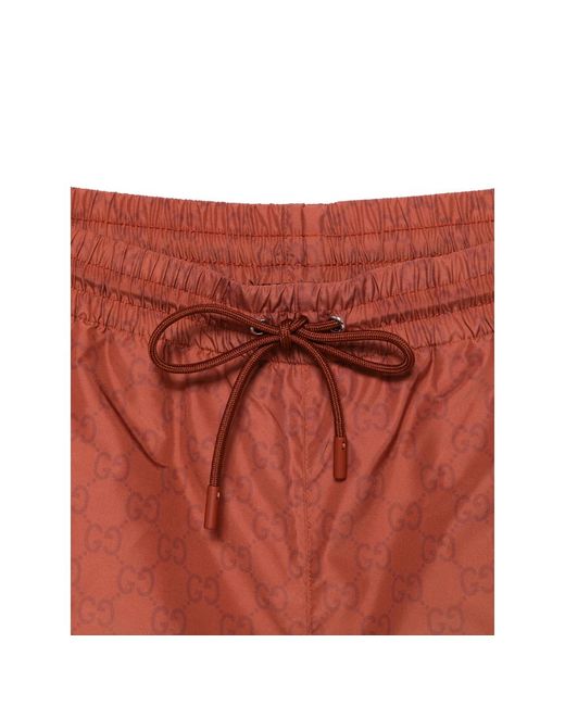 Gucci Red Monogram Drawstring Shorts for men