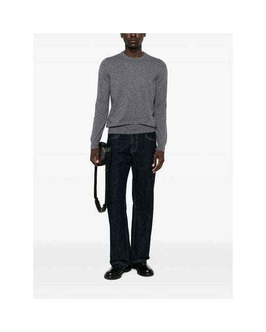 Fileria Gray Crew-Neck Ribbed-Trim Knit for men