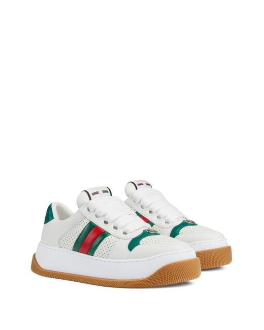 Gucci Blue Screener Lace-Up Leather Sneakers