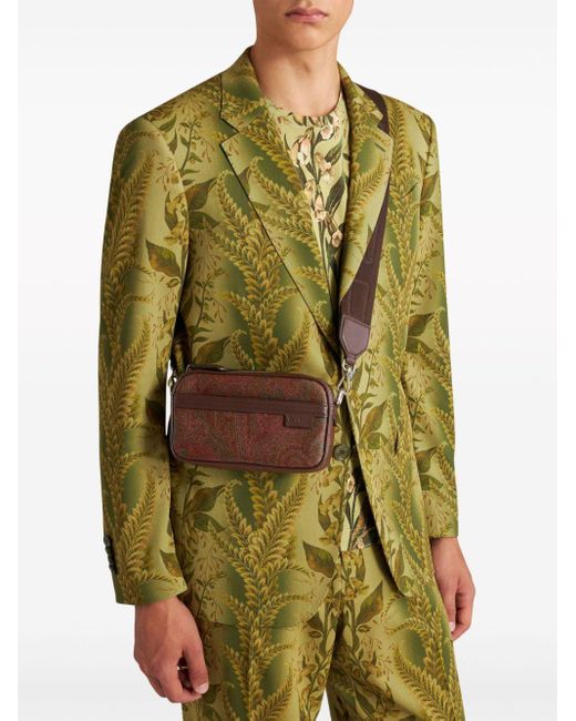 Etro Natural Mini Paisley Leather Crossbody Bag for men